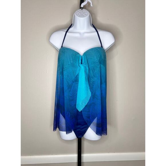 Lauren Ralph Lauren Ombre Palm Flyaway Convertible One-Piece NEW Size 10 - Picture 4 of 7